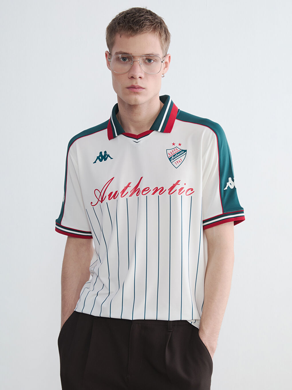 Ekru Polo Yaka Baskılı Unisex Spor Tişört-3