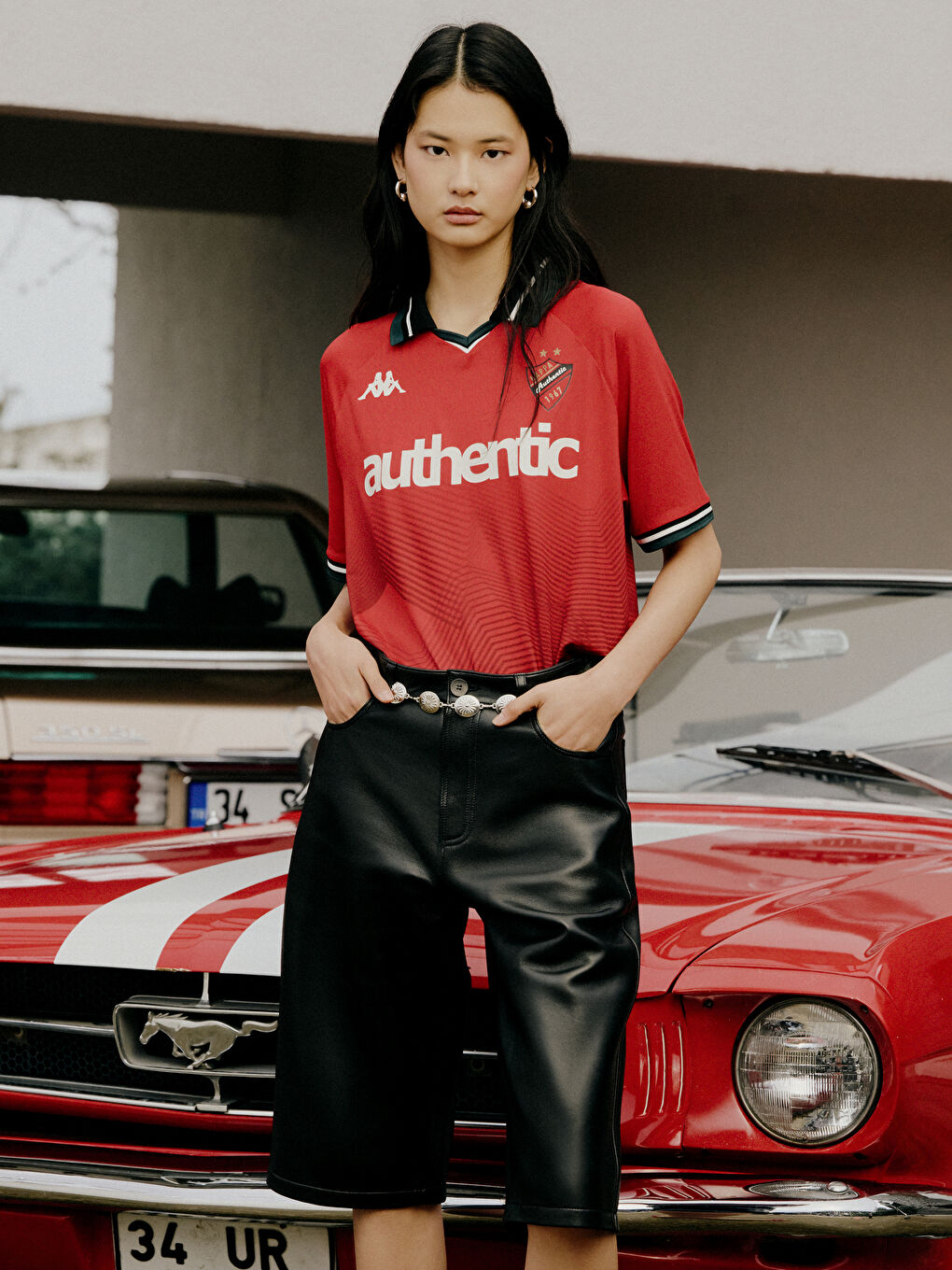 Kırmızı Polo Yaka Baskılı Unisex Tişört-2