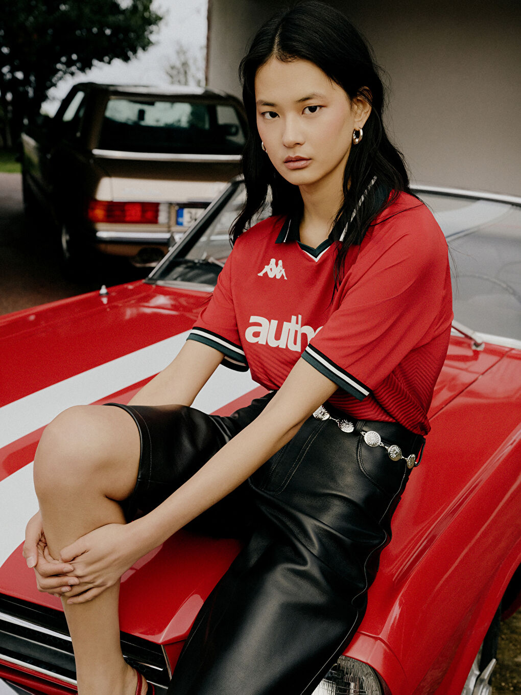 Kırmızı Polo Yaka Baskılı Unisex Tişört-3