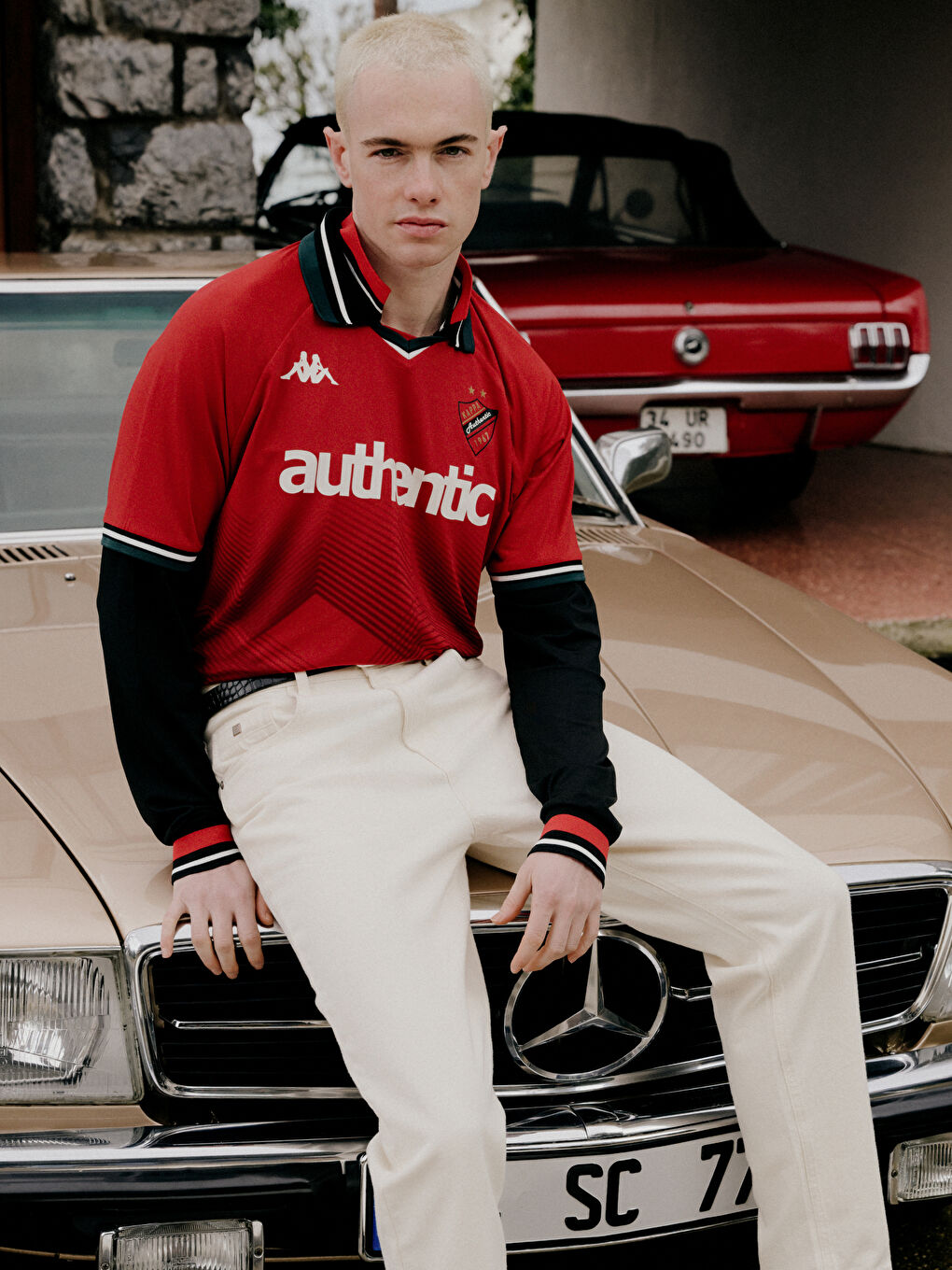 Kırmızı Polo Yaka Baskılı Unisex Tişört