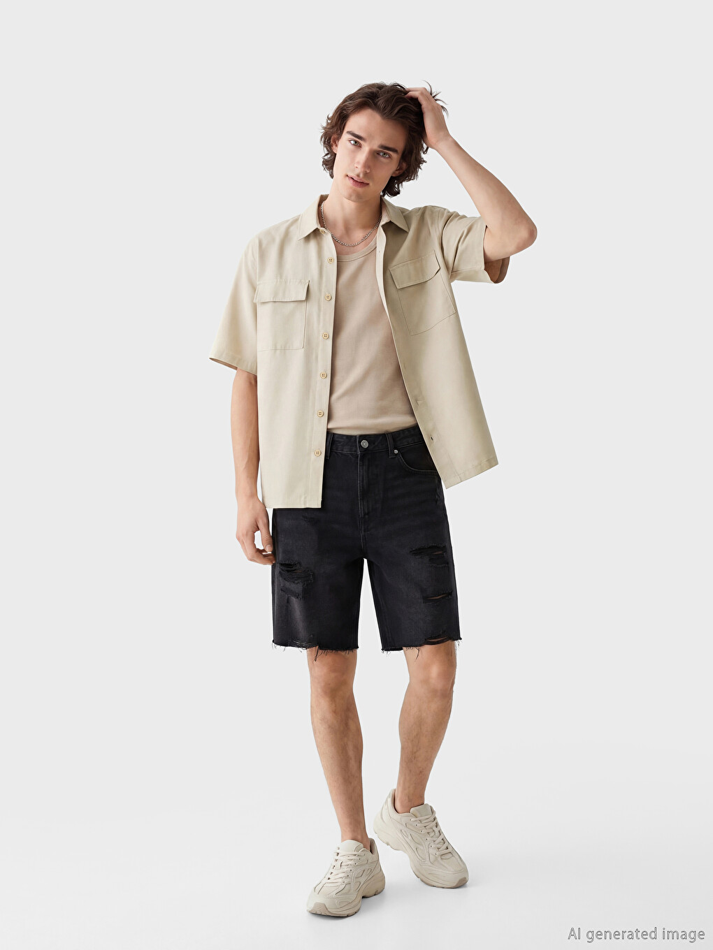 Loose Fit Cepli Erkek Gömlek-1