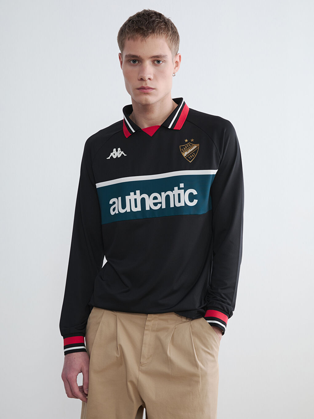 Siyah Polo Yaka Unisex Sweatshirt-4