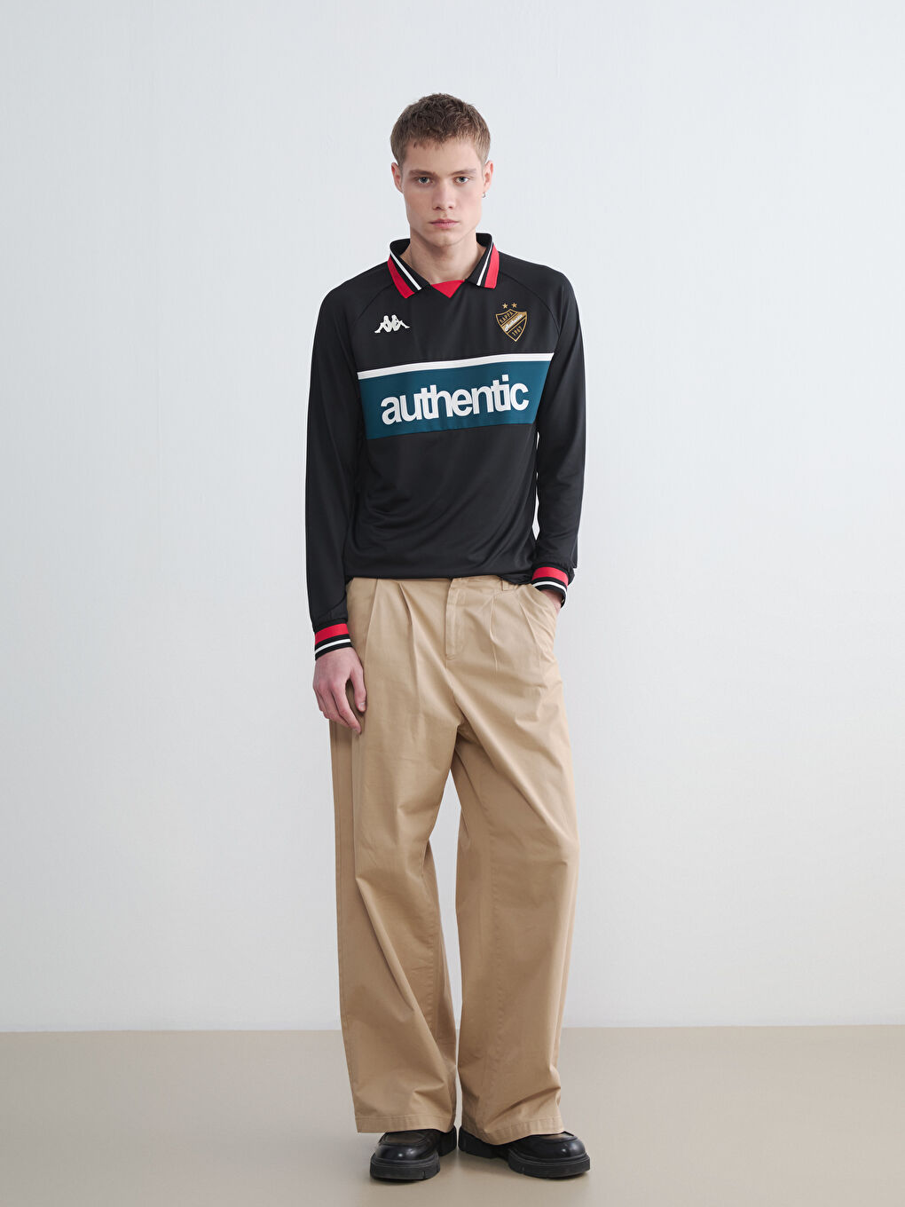 Siyah Polo Yaka Unisex Sweatshirt-5