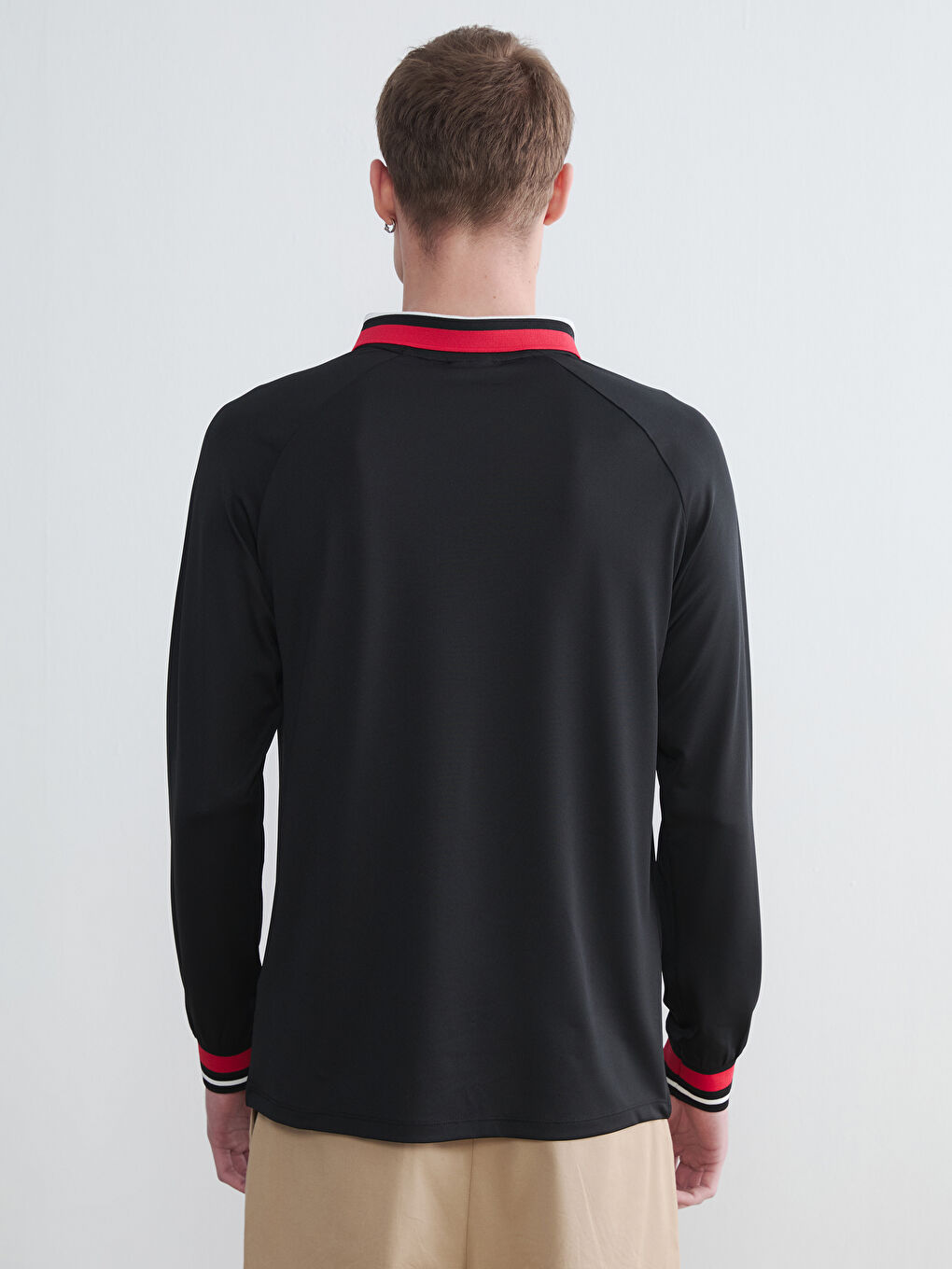 Siyah Polo Yaka Unisex Sweatshirt-7