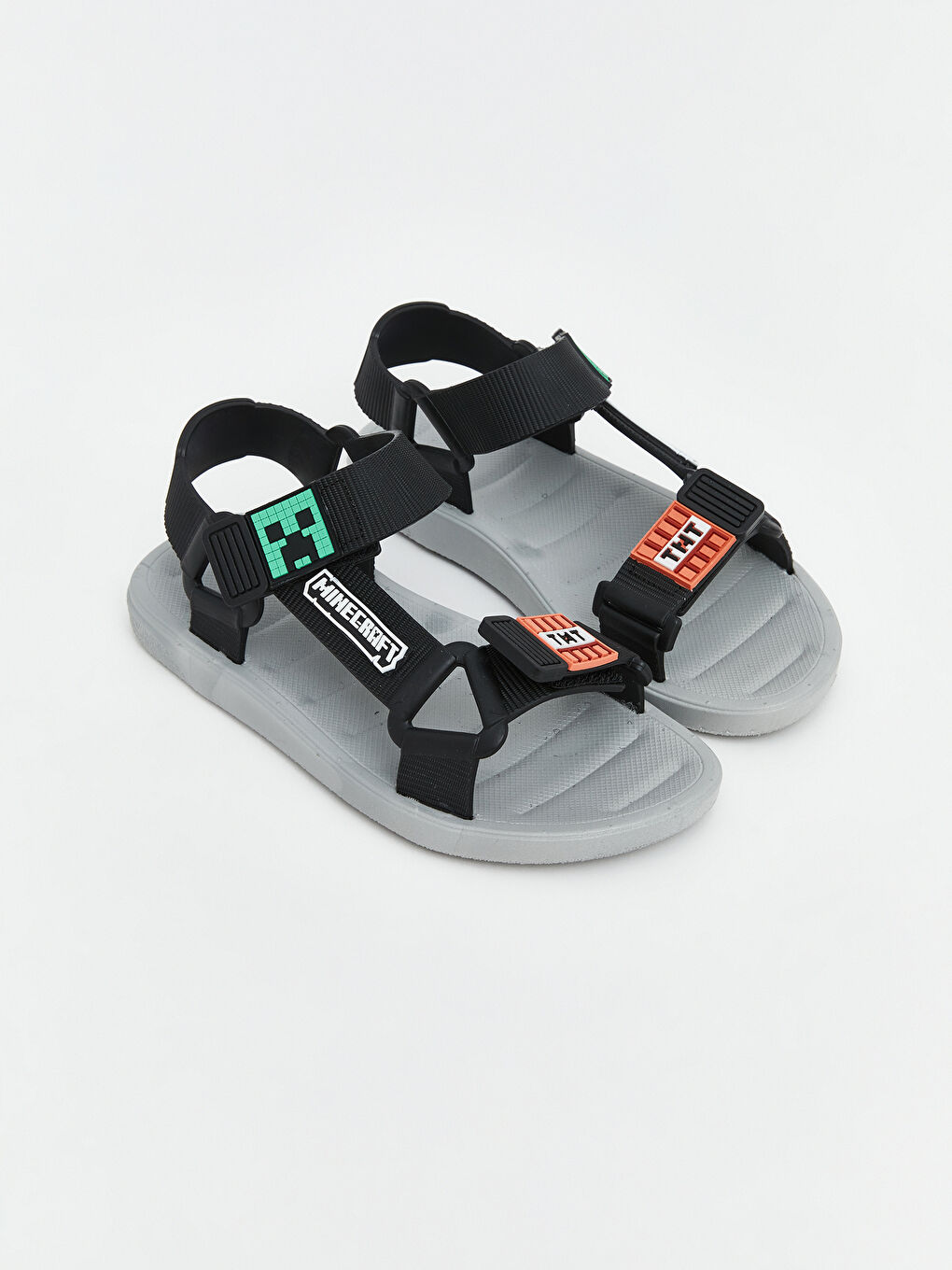 Siyah Minecraft Baskılı Erkek Çocuk Sandalet