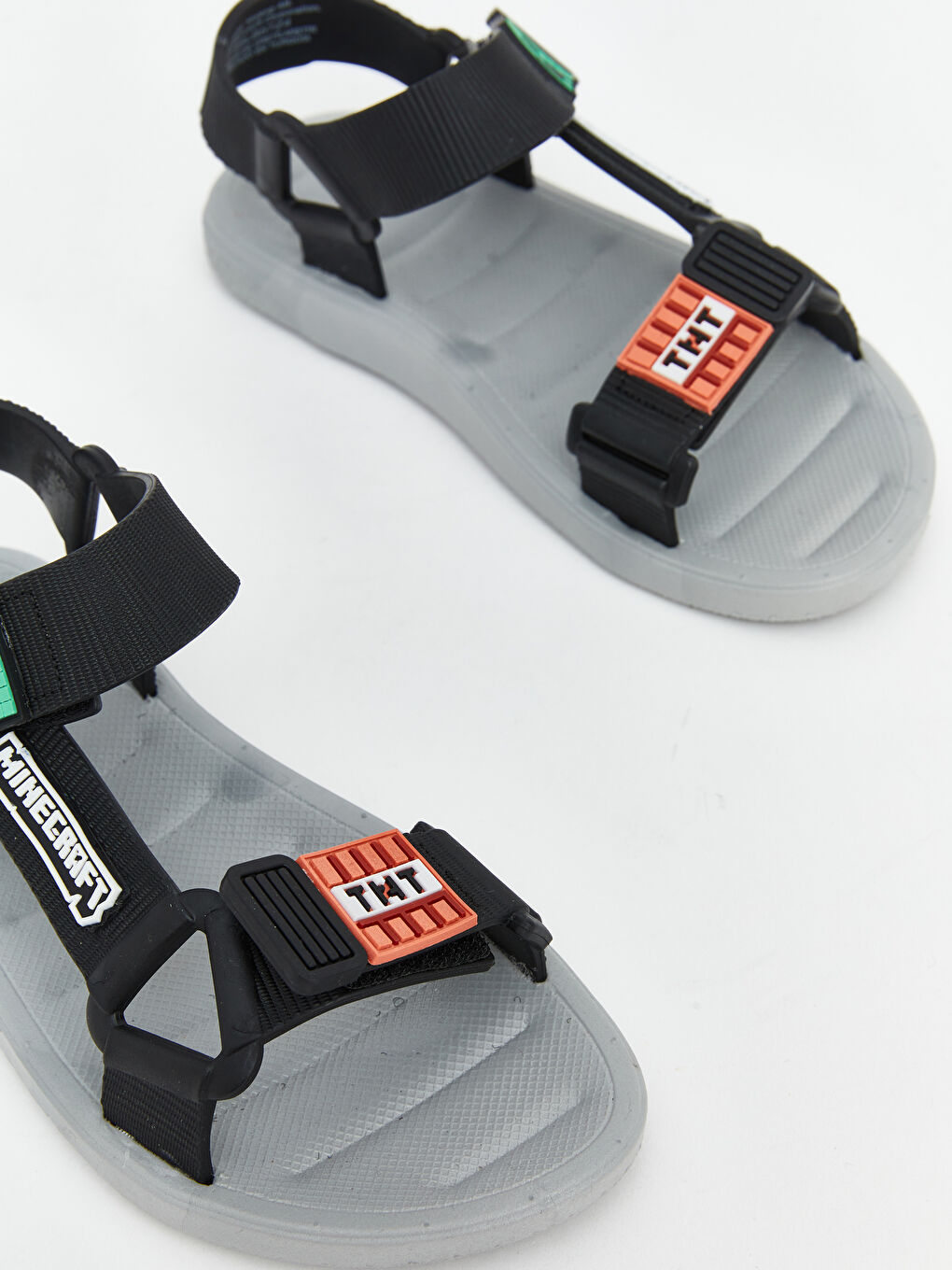 Siyah Minecraft Baskılı Erkek Çocuk Sandalet-2