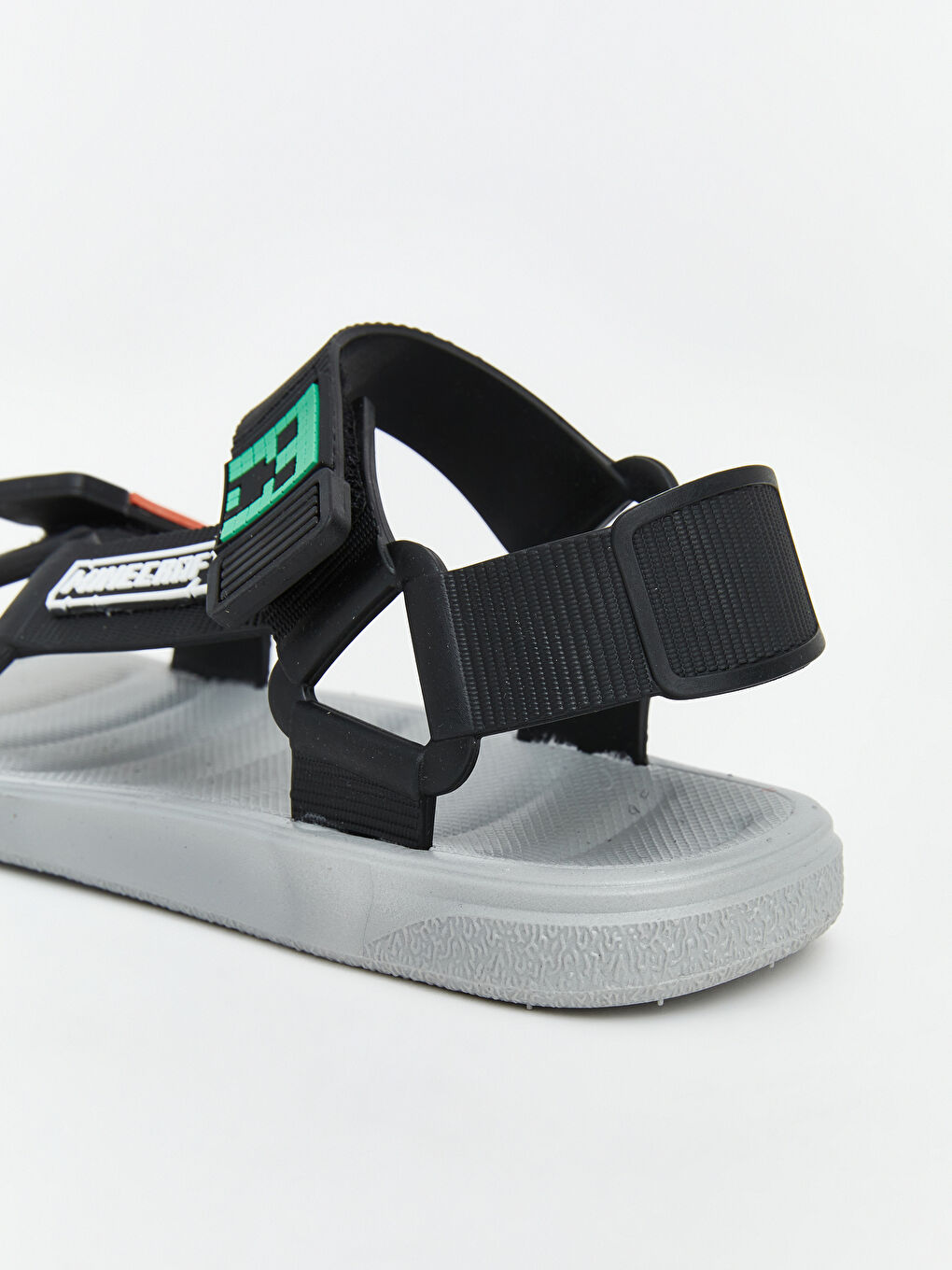 Siyah Minecraft Baskılı Erkek Çocuk Sandalet-4