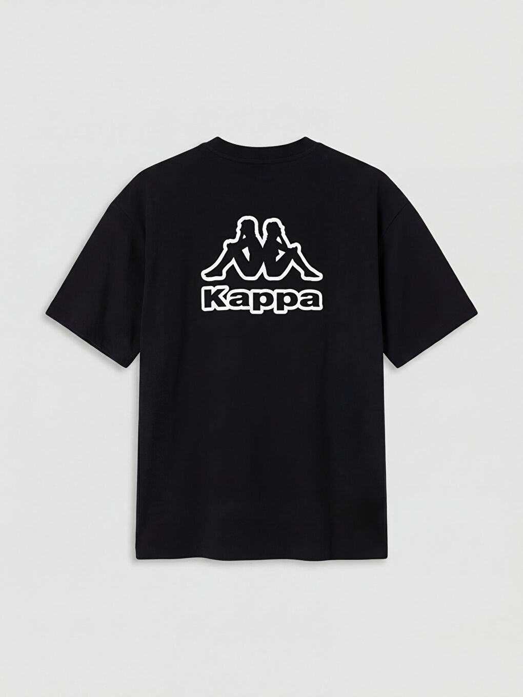 Siyah Bisiklet Yaka Kappa Baskılı Erkek Tişört-1