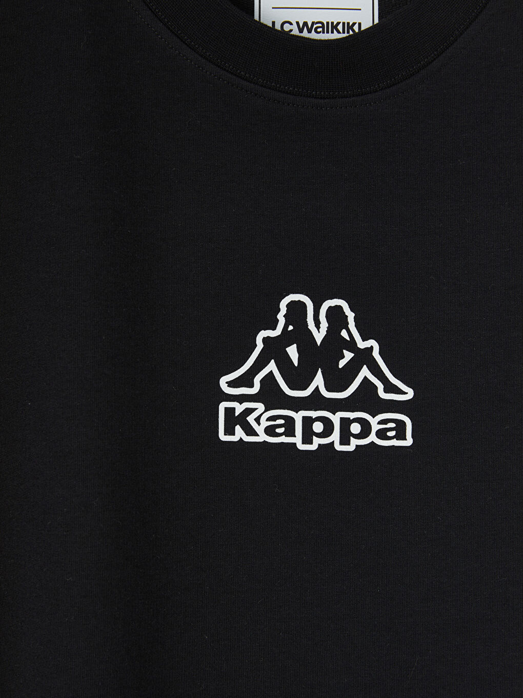 Siyah Bisiklet Yaka Kappa Baskılı Erkek Tişört-2