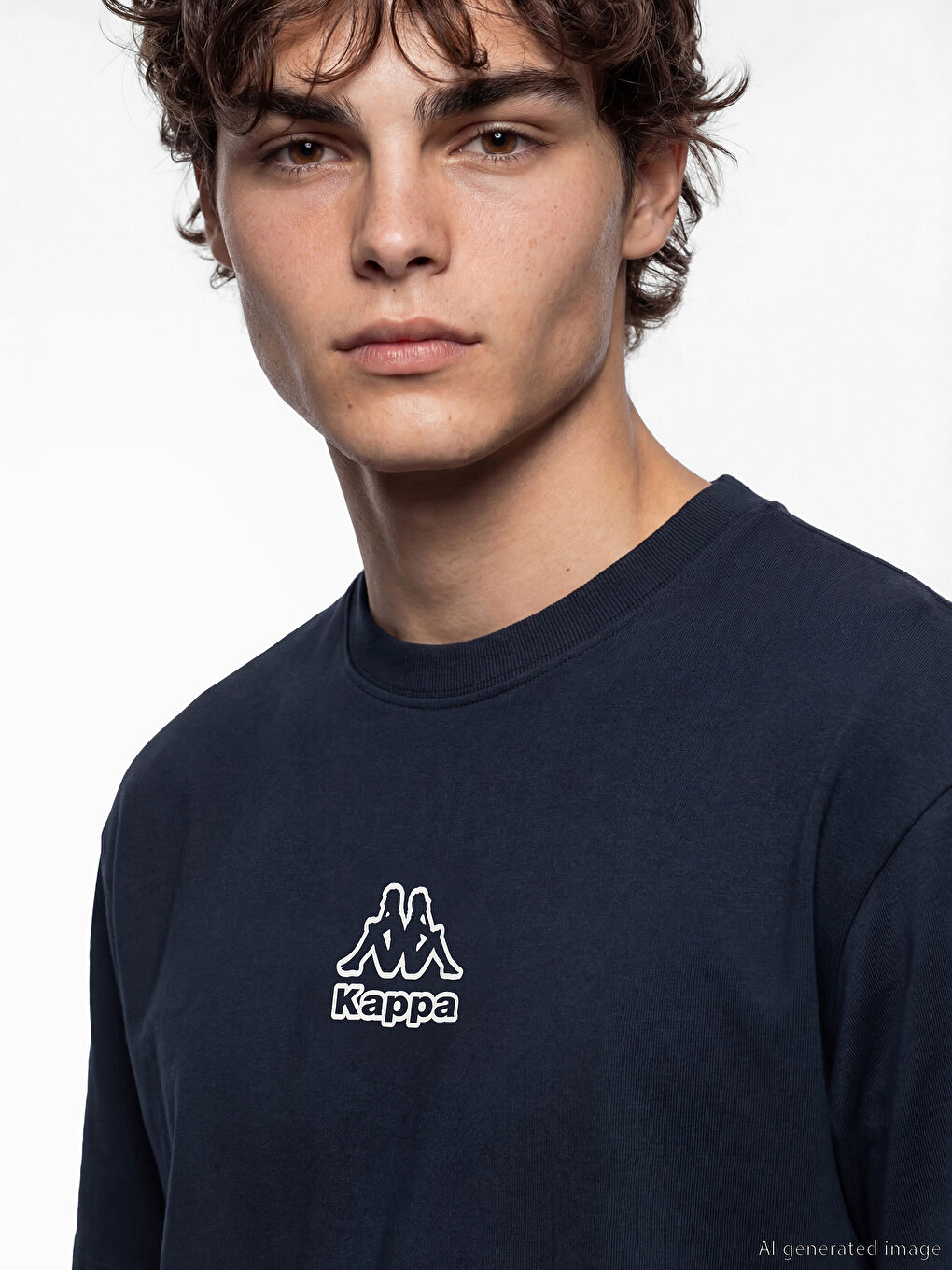 Lacivert Bisiklet Yaka Baskılı Erkek Spor Tişört-2