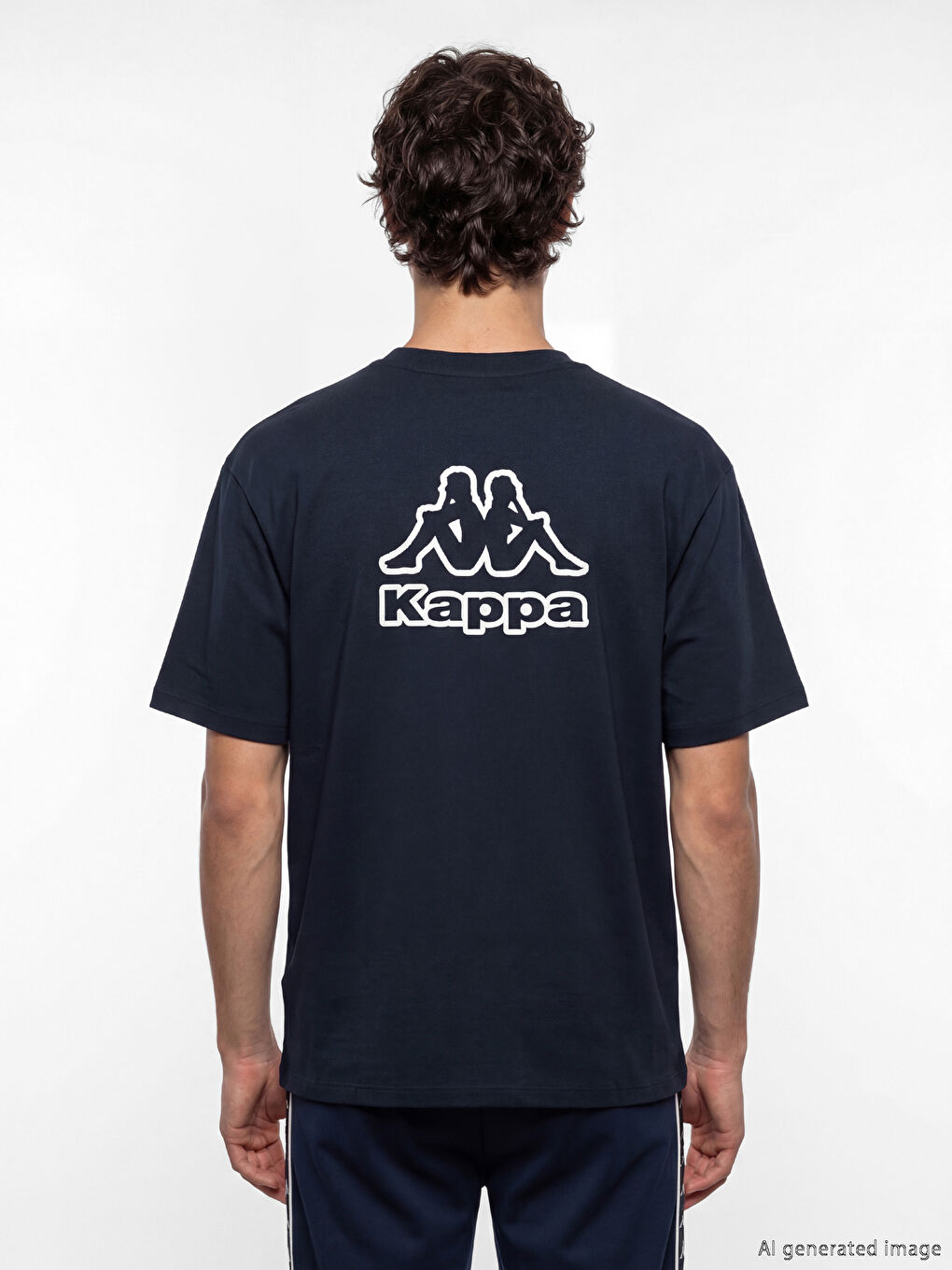 Lacivert Bisiklet Yaka Baskılı Erkek Spor Tişört-3