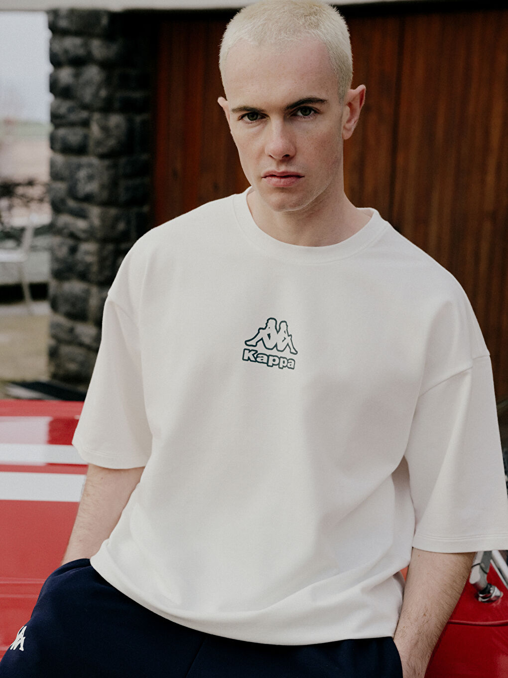 Ekru Bisiklet Yaka Baskılı Unisex Spor Tişört