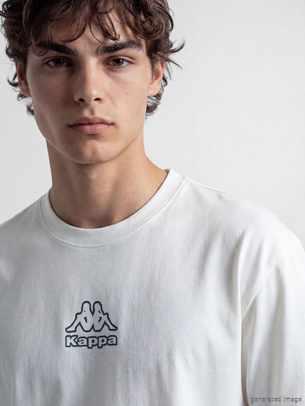 Ekru Bisiklet Yaka Baskılı Erkek Spor Tişört-2