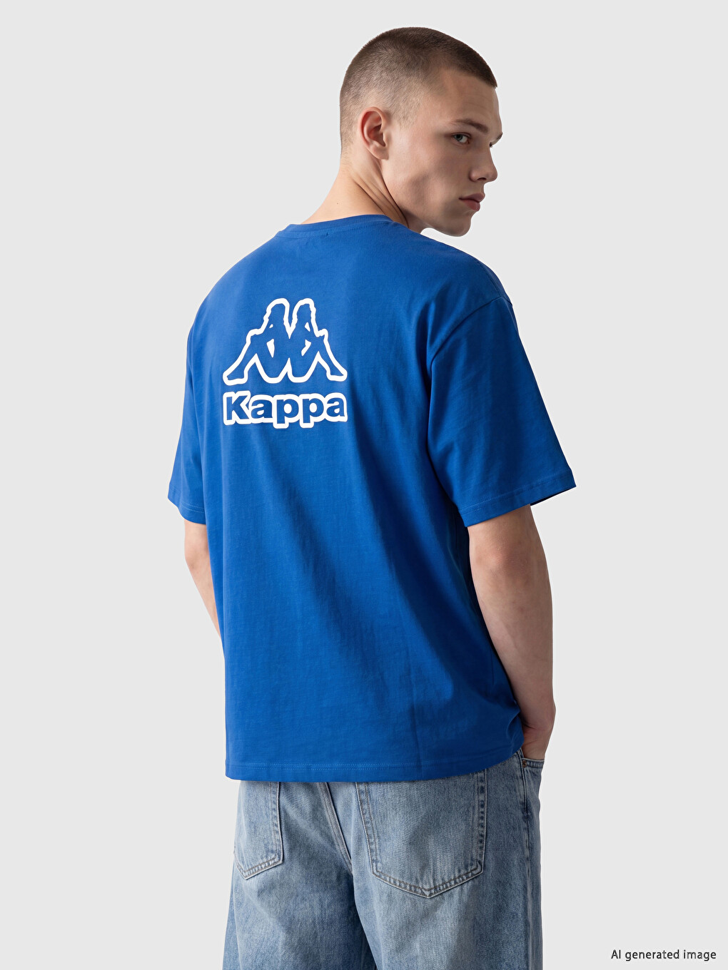 Mavi Bisiklet Yaka Baskılı Unisex Spor Tişört