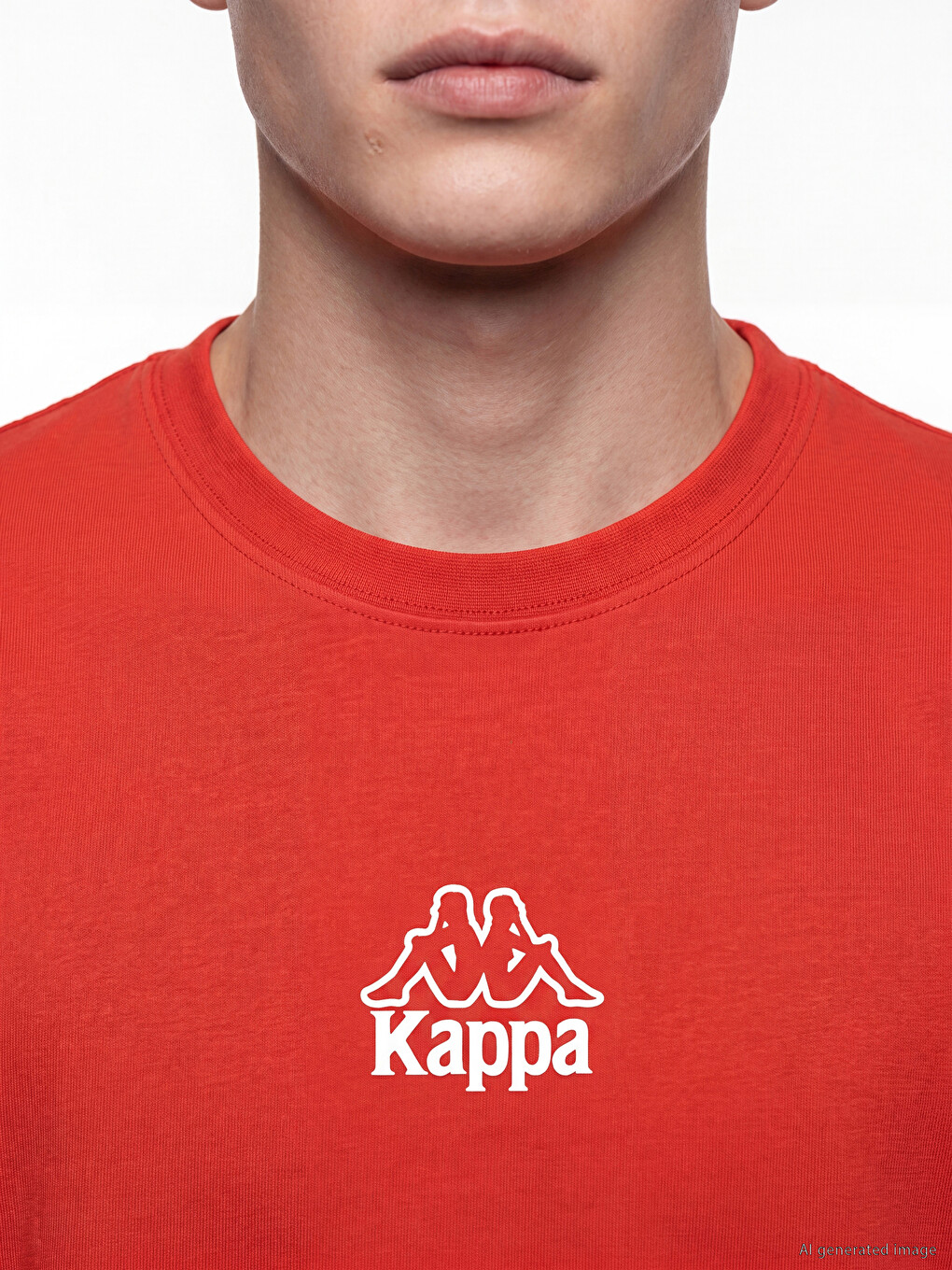 Kırmızı Bisiklet Yaka Baskılı Unisex Spor Tişört-2