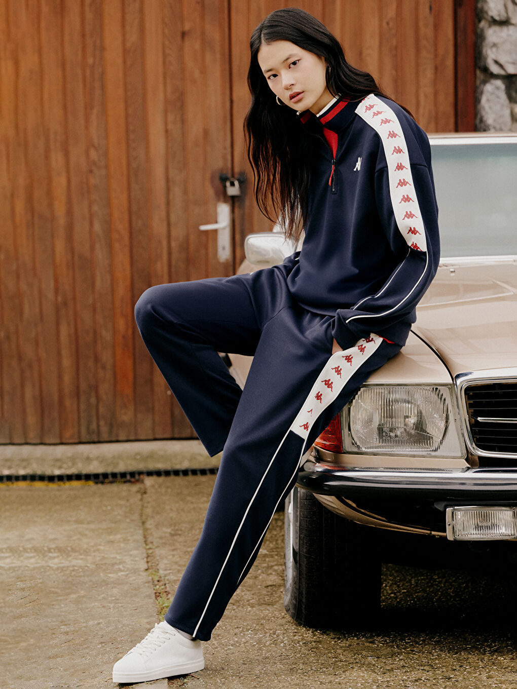 Lacivert Rahat Kalıp Şeritli Unisex Eşofman Altı