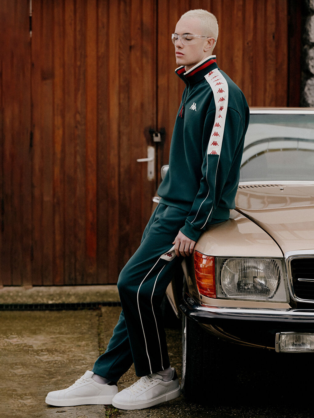 Yeşil Rahat Kalıp Şeritli Erkek Eşofman Altı