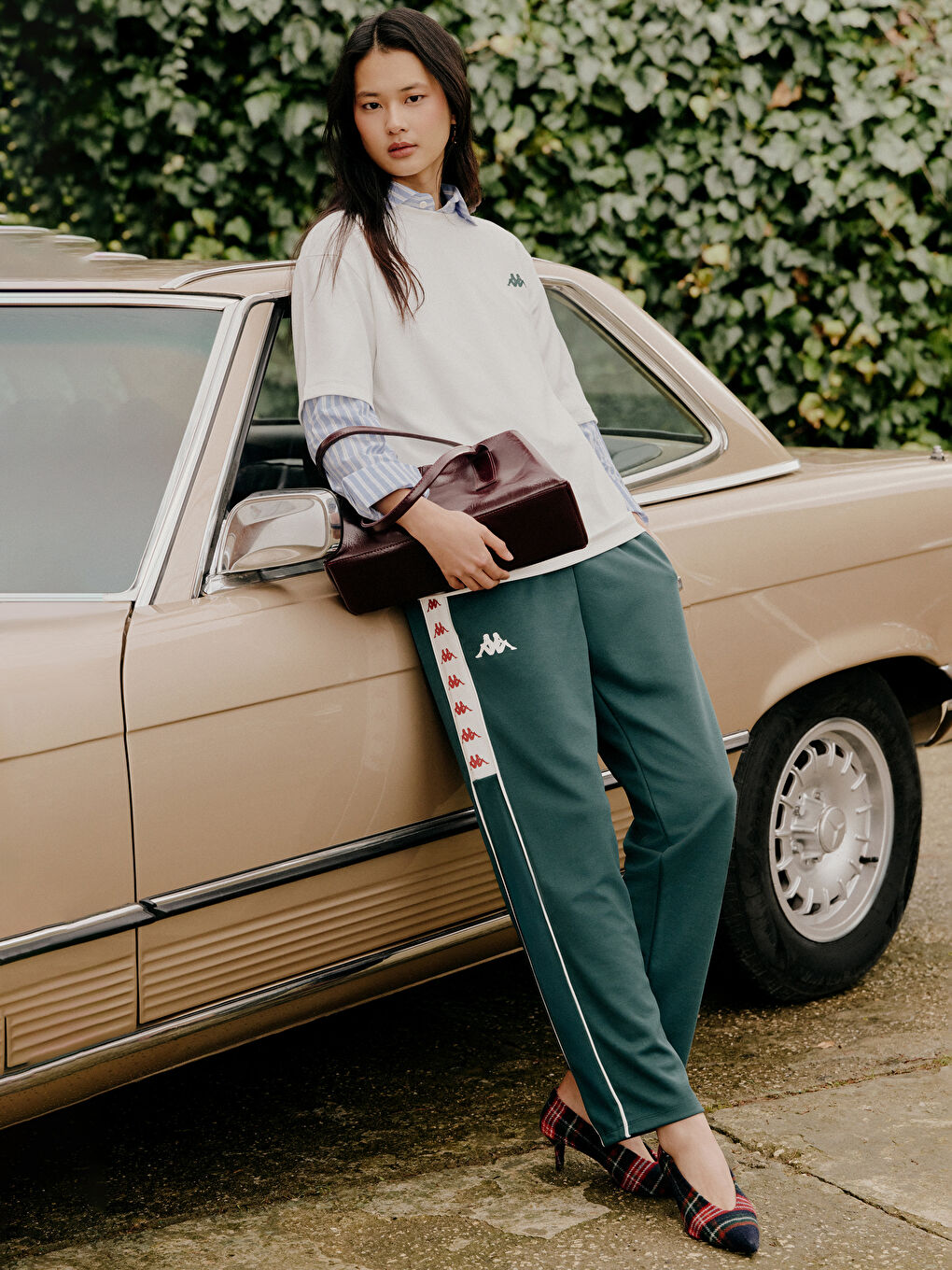 Yeşil Rahat Kalıp Şeritli Erkek Eşofman Altı-2