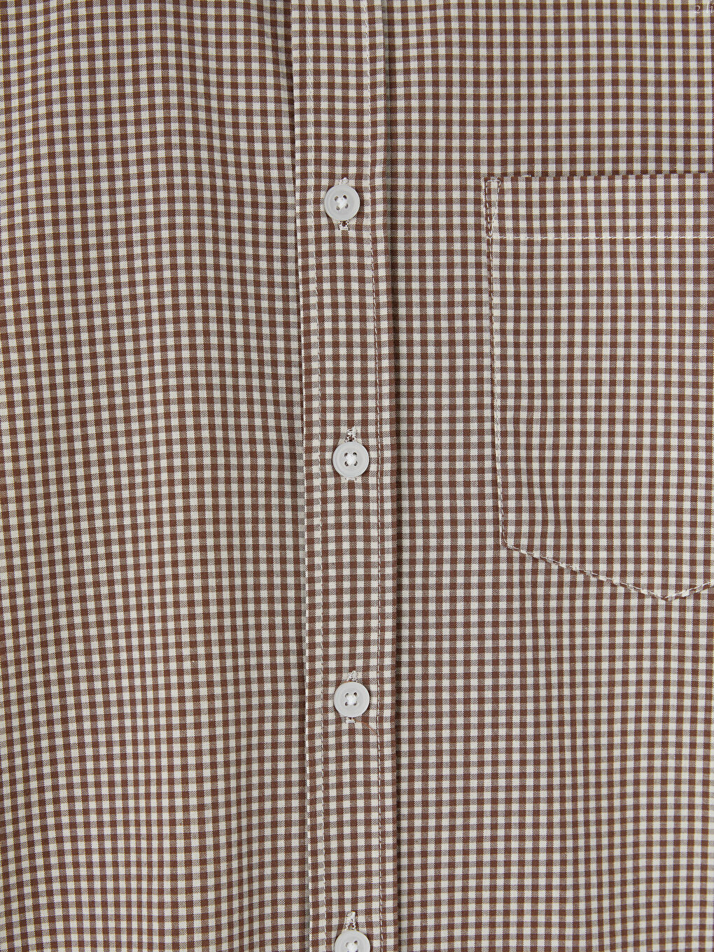 Kahverengi Regular Fit Ekose Erkek Gömlek-2