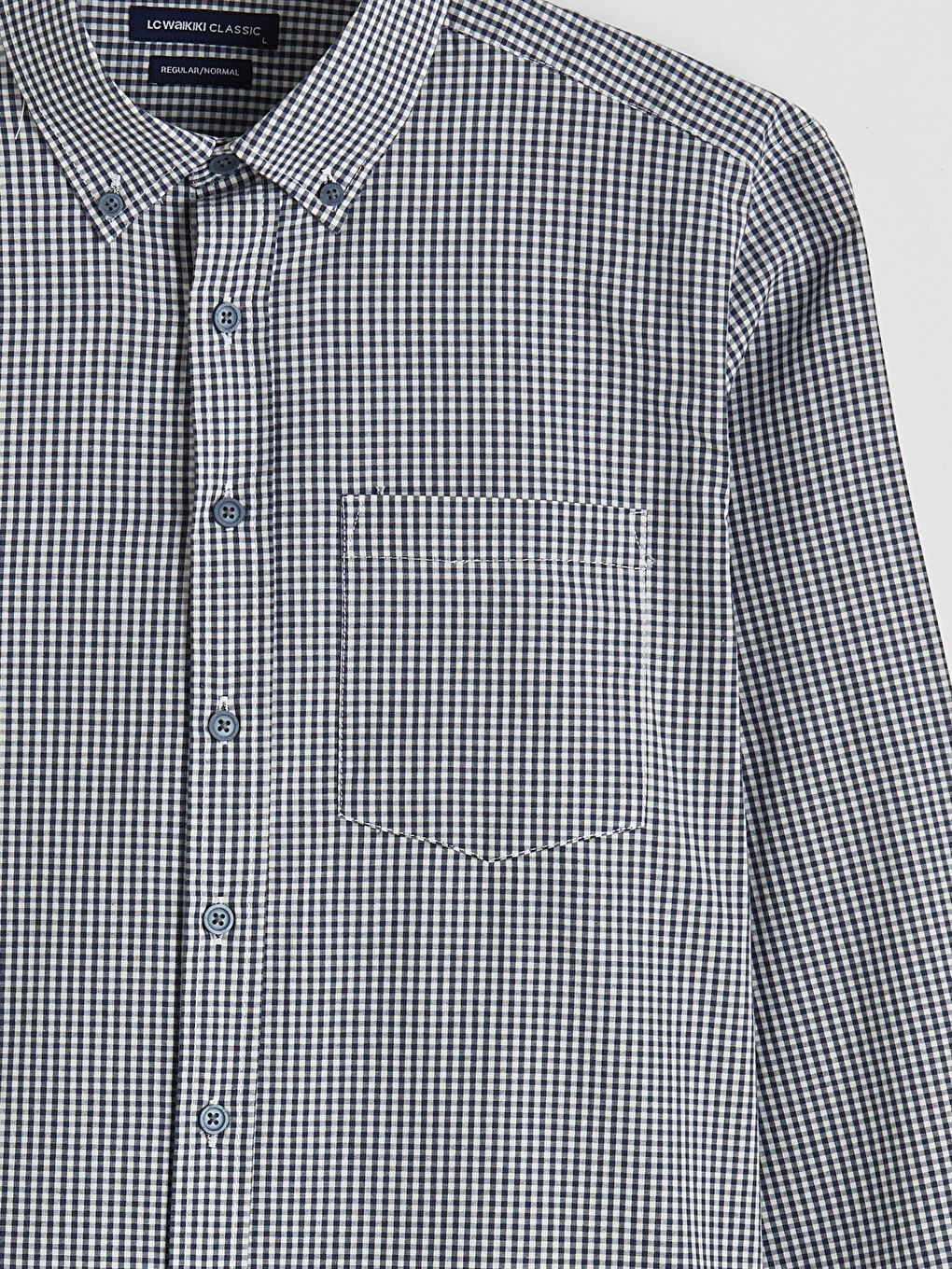 Lacivert Regular Fit Ekose Erkek Gömlek -1