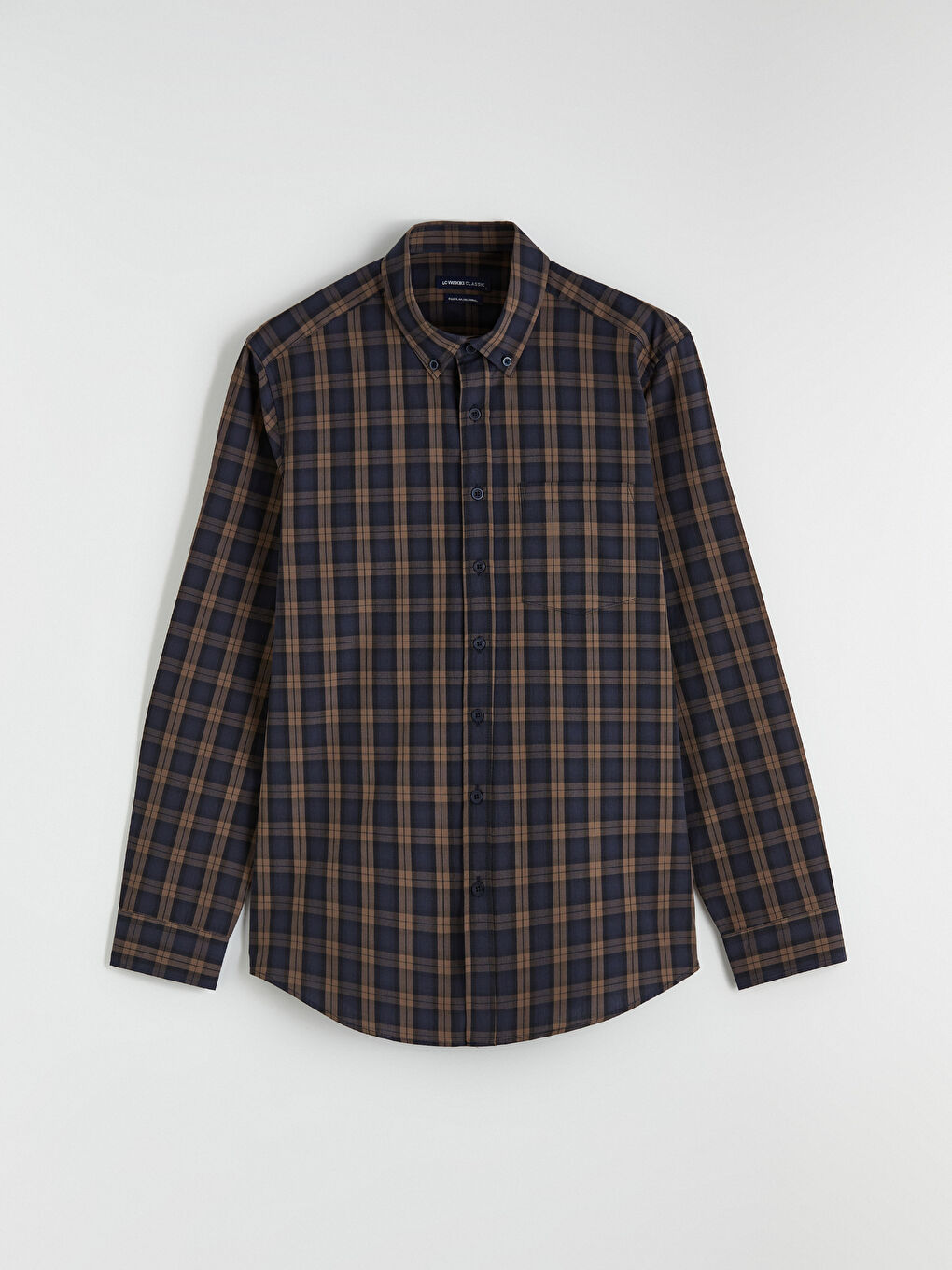 Kahverengi Regular Fit Ekose Erkek Gömlek