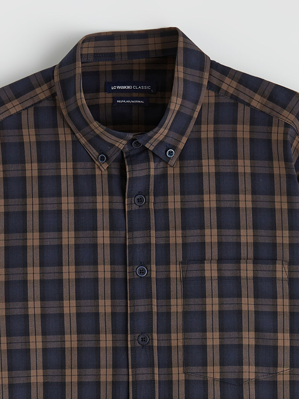 Kahverengi Regular Fit Ekose Erkek Gömlek-1