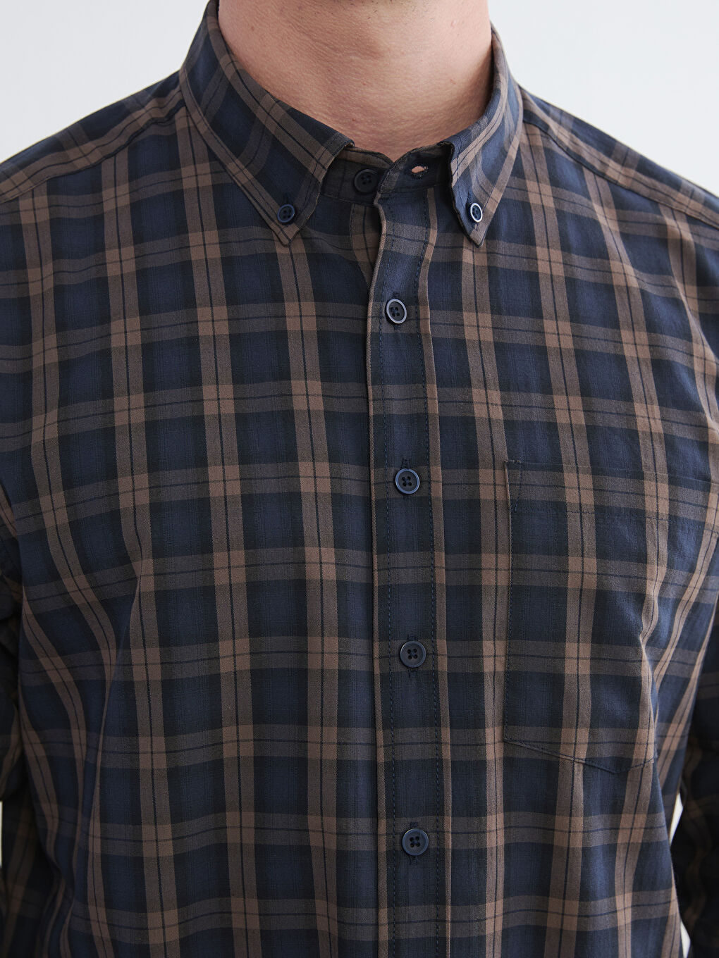 Kahverengi Regular Fit Ekose Erkek Gömlek-2