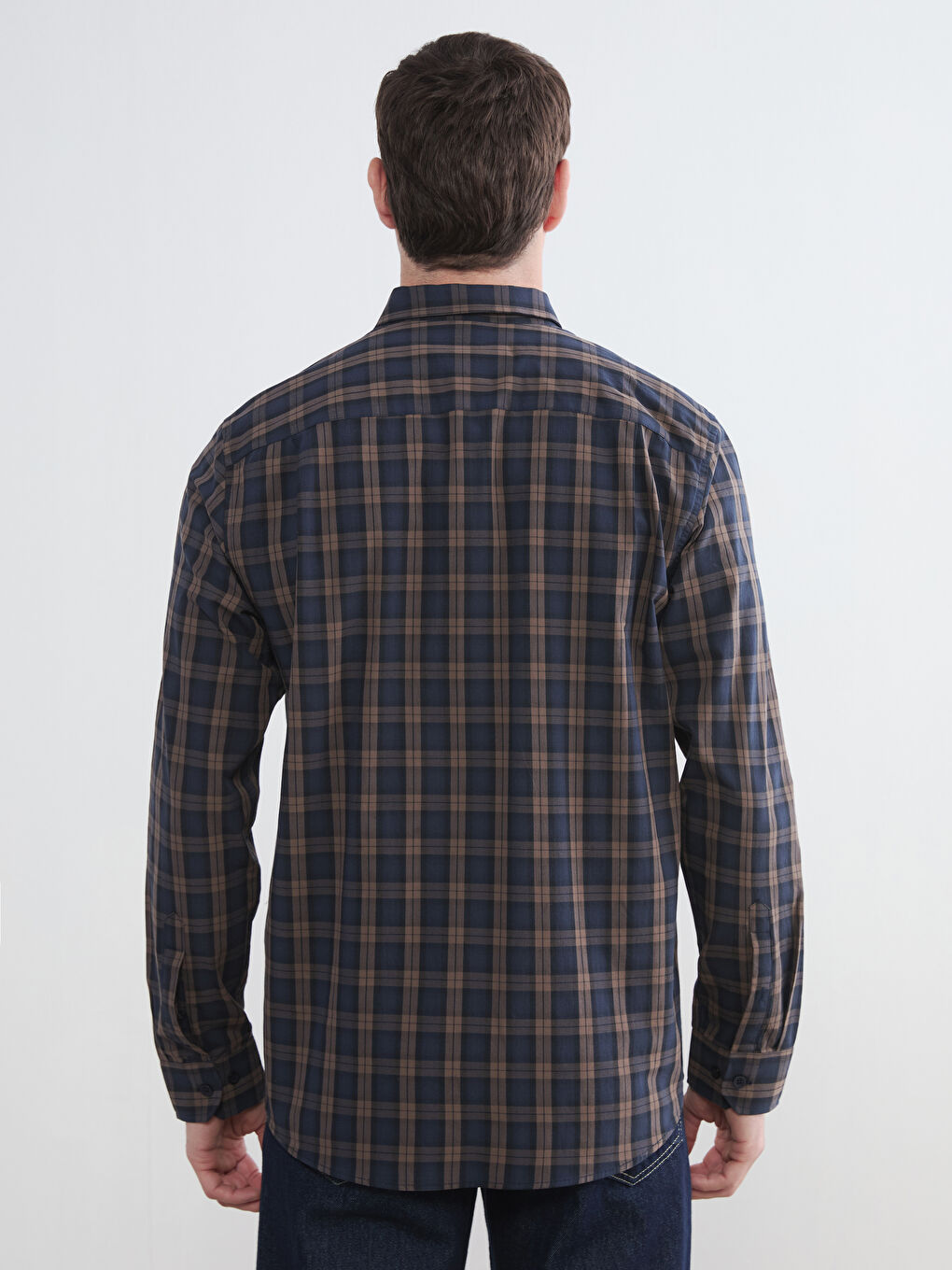 Kahverengi Regular Fit Ekose Erkek Gömlek-3