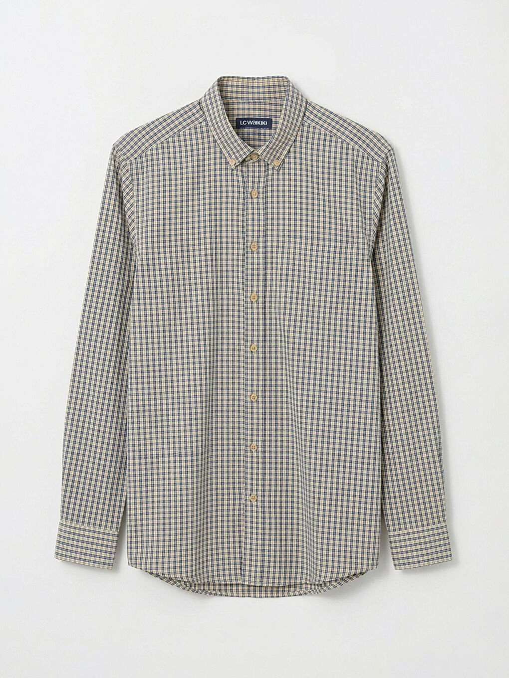 Bej Regular Fit Ekose Erkek Gömlek-4