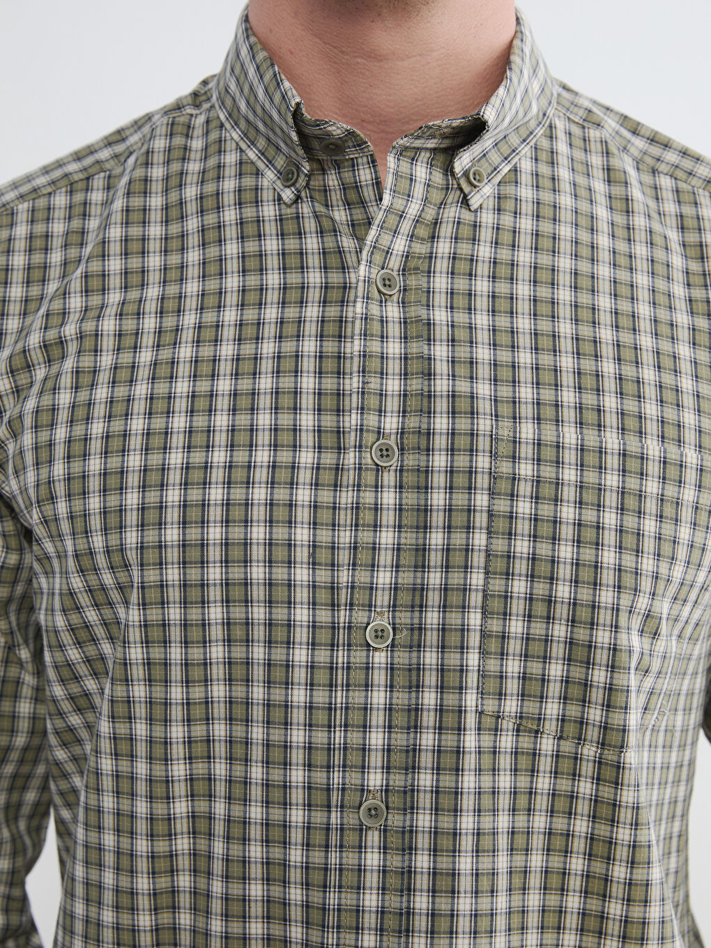 Yeşil Regular Fit Ekose Erkek Gömlek-2