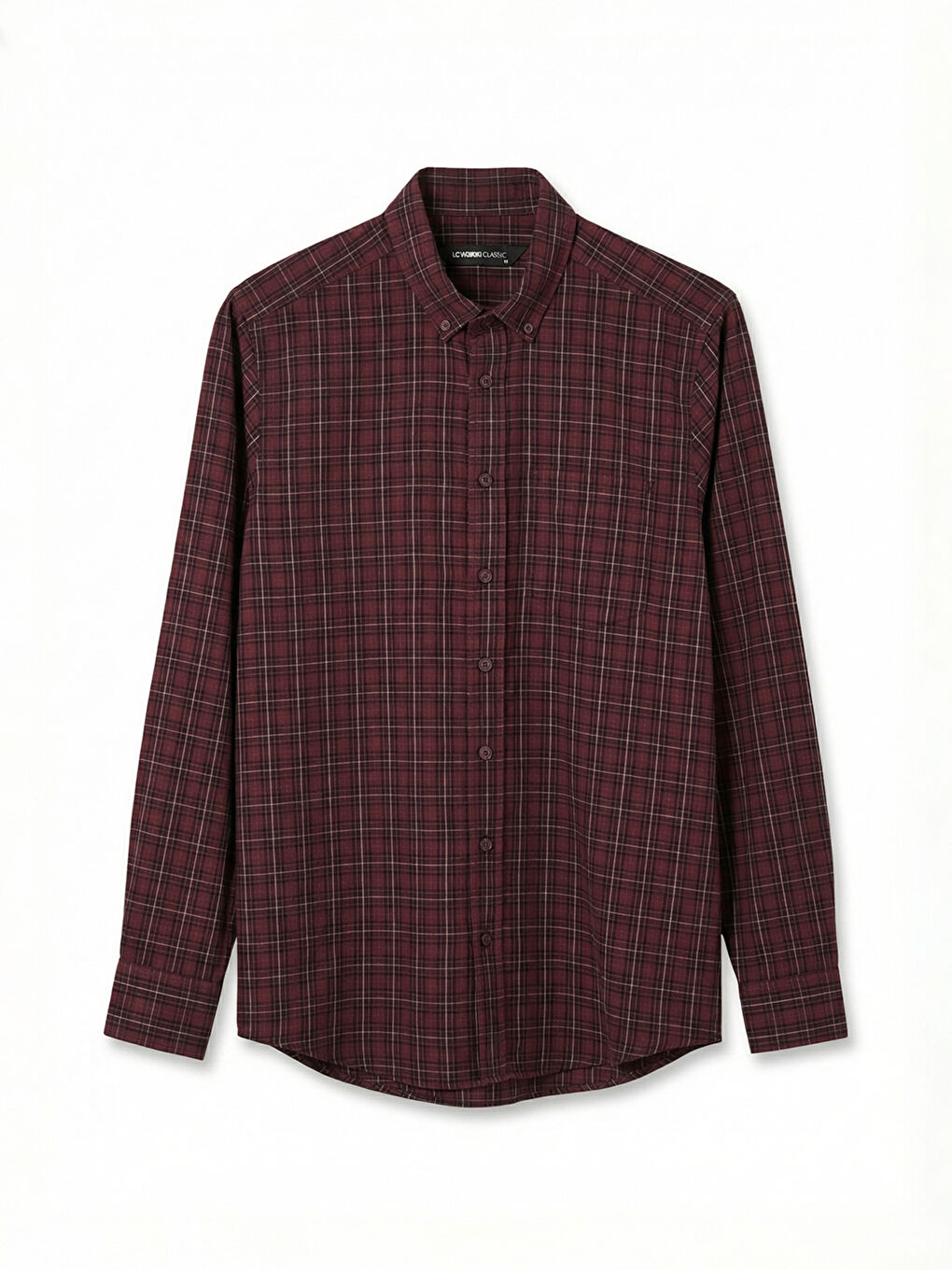 Bordo Regular Fit Ekose Gabardin Erkek Gömlek