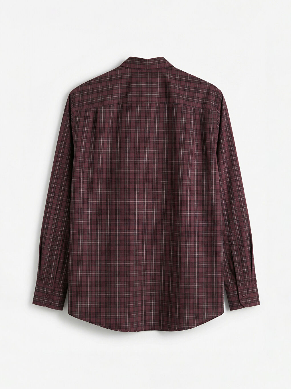 Bordo Regular Fit Ekose Gabardin Erkek Gömlek-1