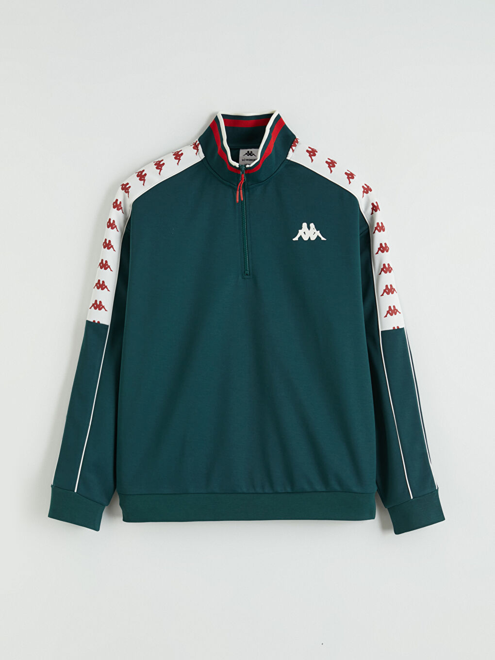 Yeşil Dik Yaka Baskılı Erkek Sweatshirt-5