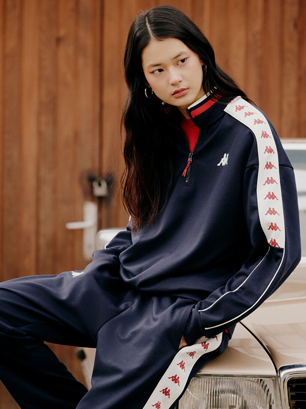 Lacivert Dik Yaka Baskılı Unisex Sweatshirt-2