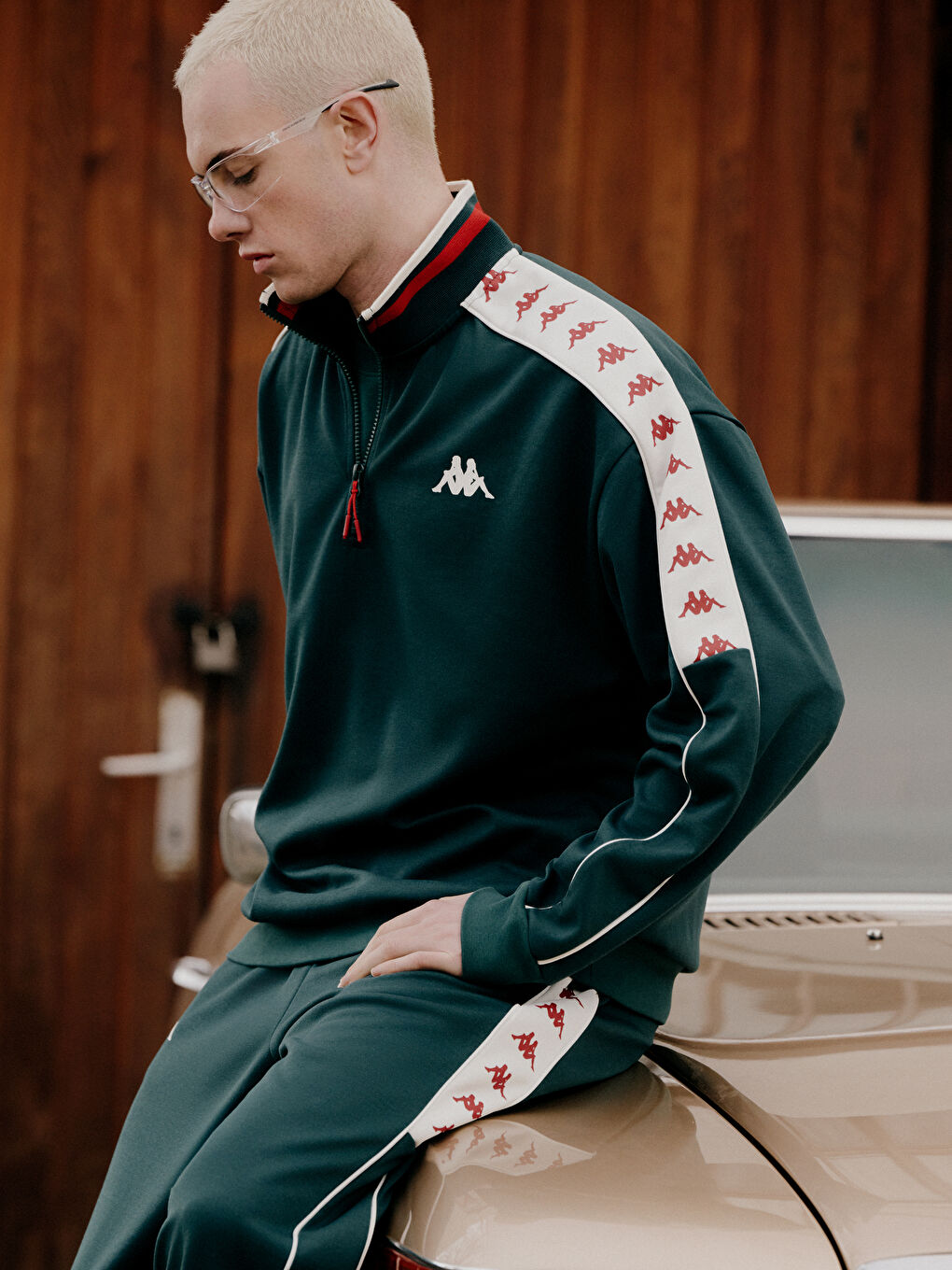 Yeşil Dik Yaka Baskılı Erkek Sweatshirt