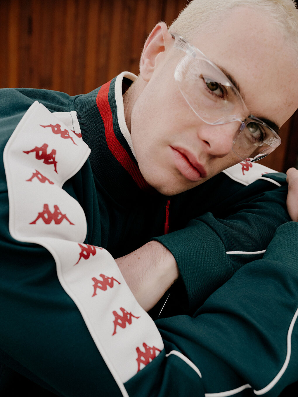 Yeşil Dik Yaka Baskılı Erkek Sweatshirt-3