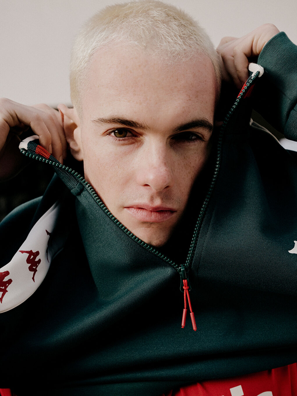 Yeşil Dik Yaka Baskılı Erkek Sweatshirt-4