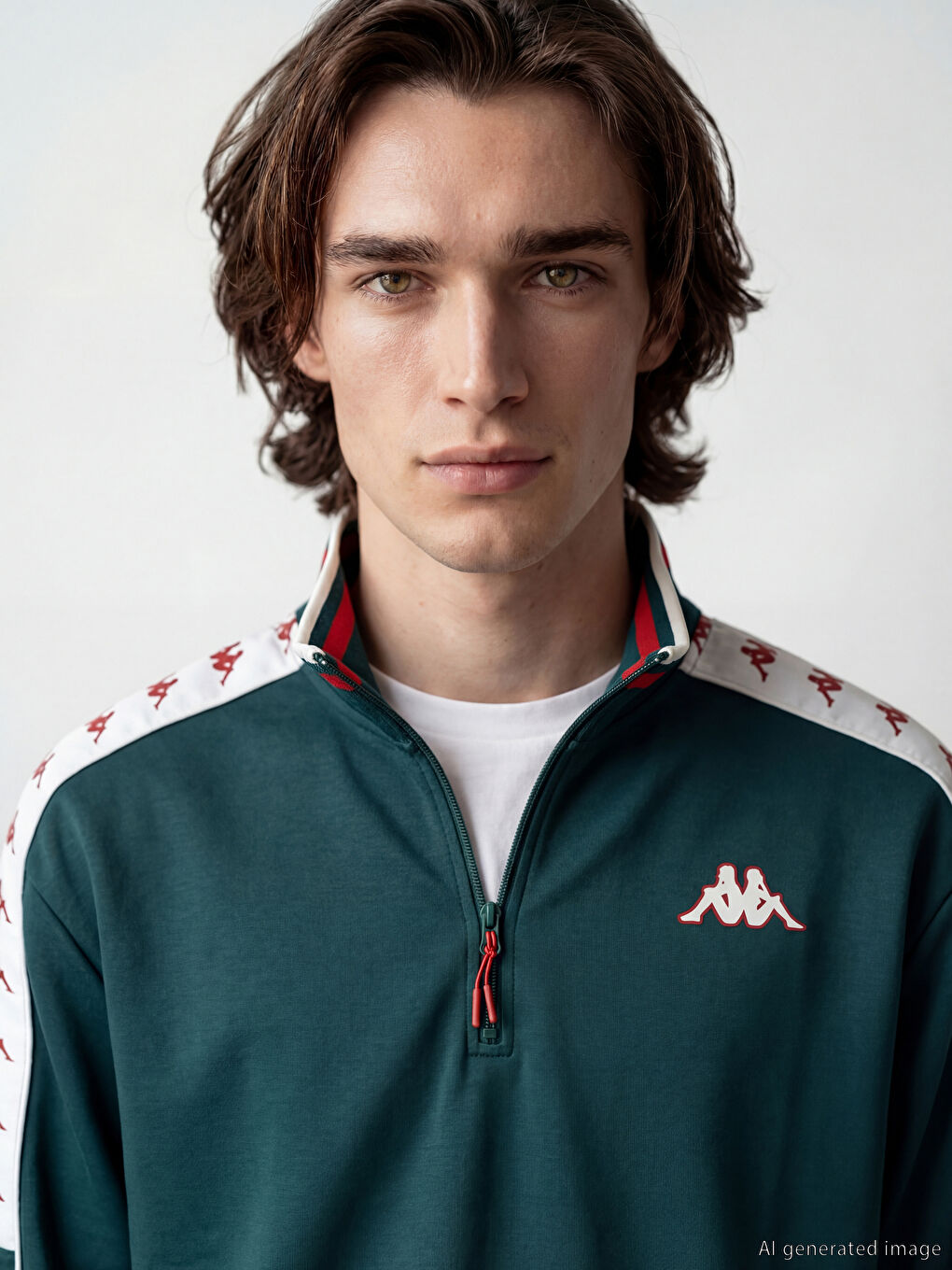 Yeşil Dik Yaka Baskılı Unisex Sweatshirt-7