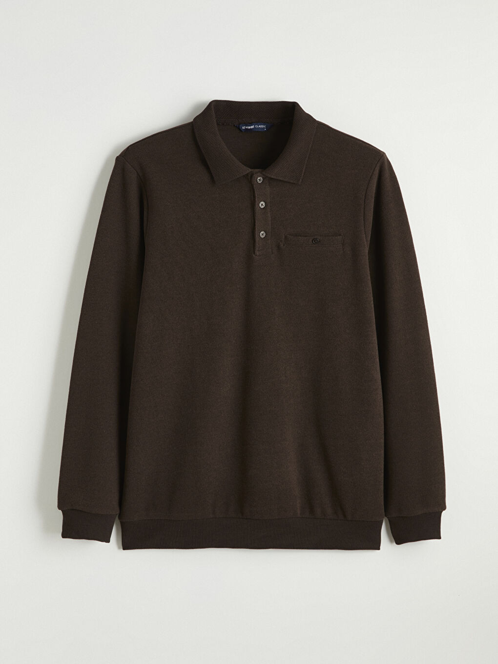 Kahverengi Polo Yaka Erkek Sweatshirt-4