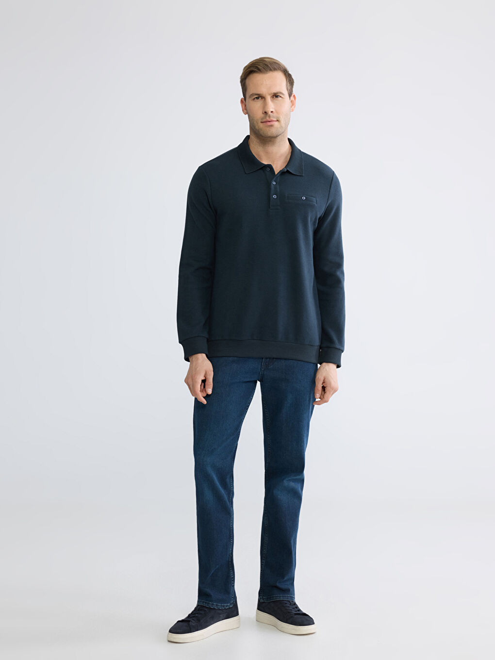 Men's Polo Collar Sweatshirt-1