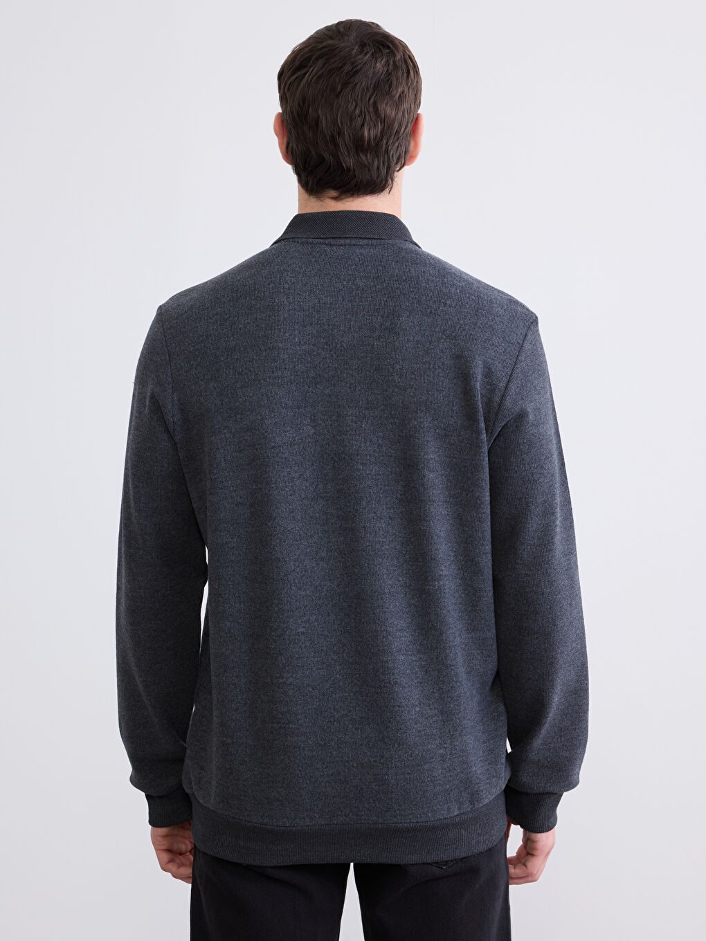 Antrasit Polo Yaka Erkek Sweatshirt-3