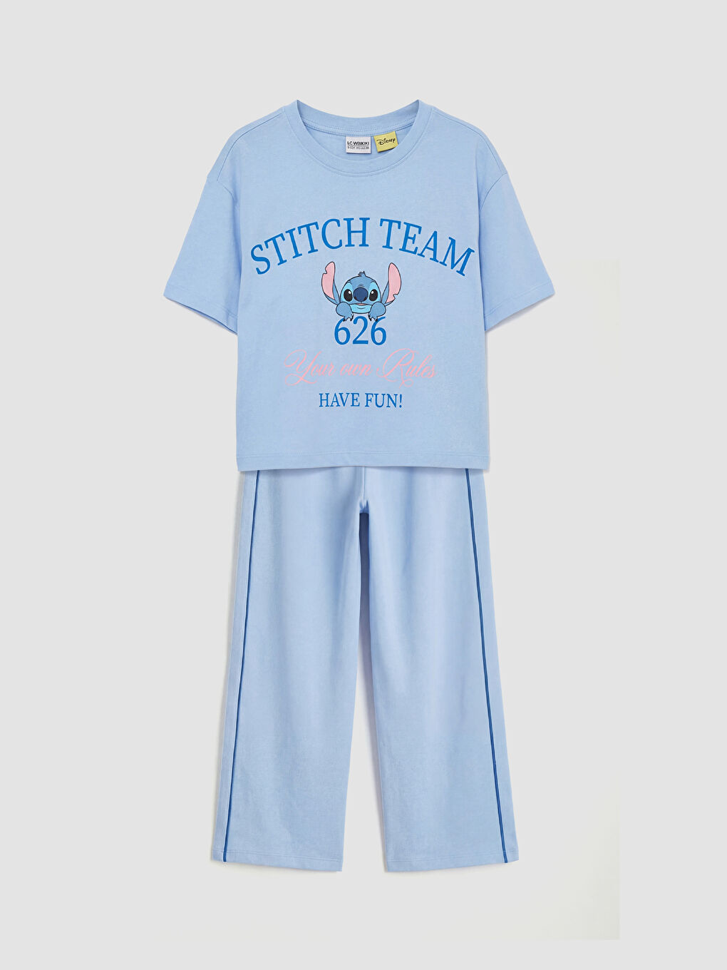 Stitch Printed Girls' T-Shirt and Sweatpants