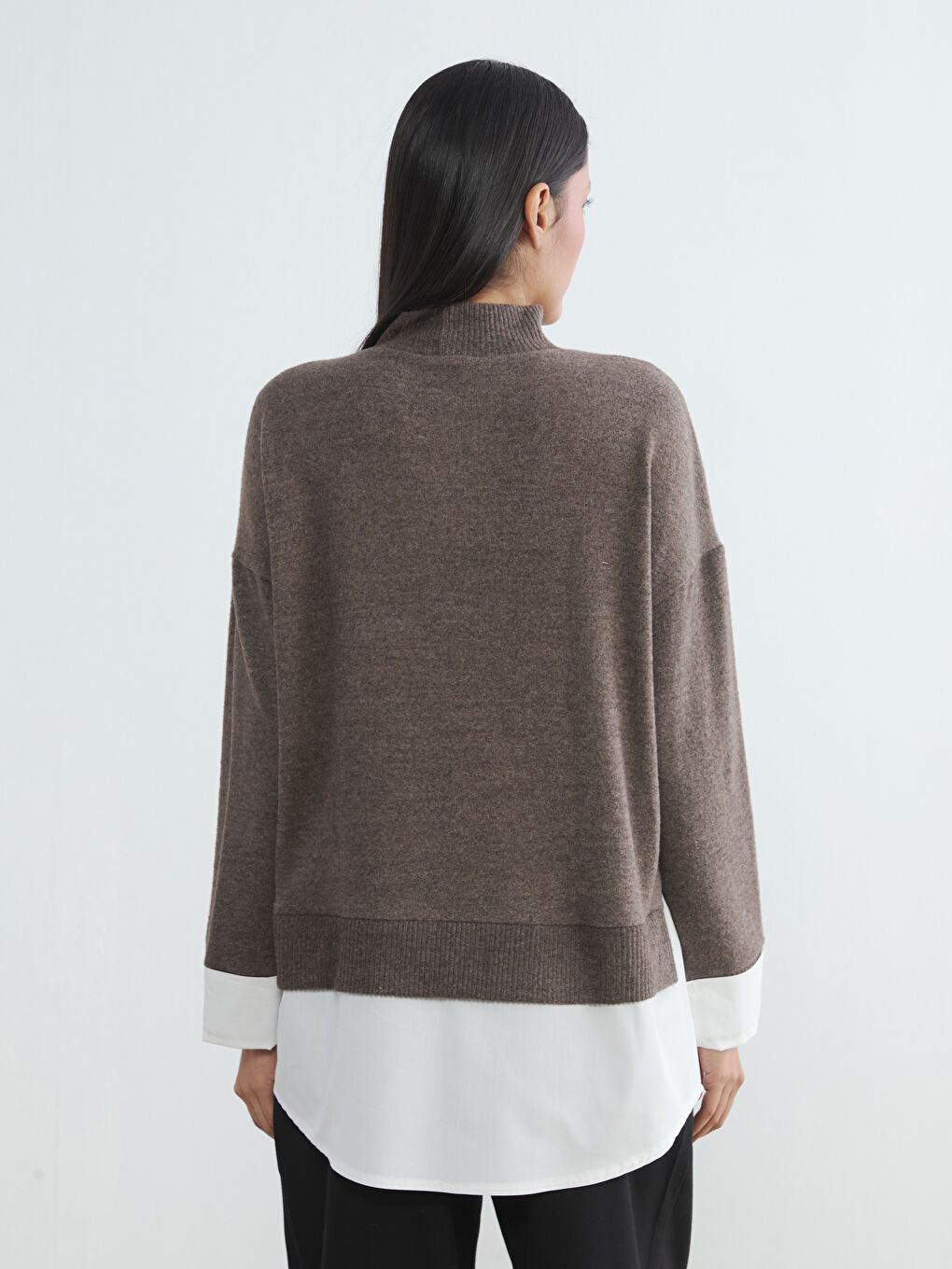 Kahverengi Soft Touch Oversize Kadın Sweatshirt Tunik-3