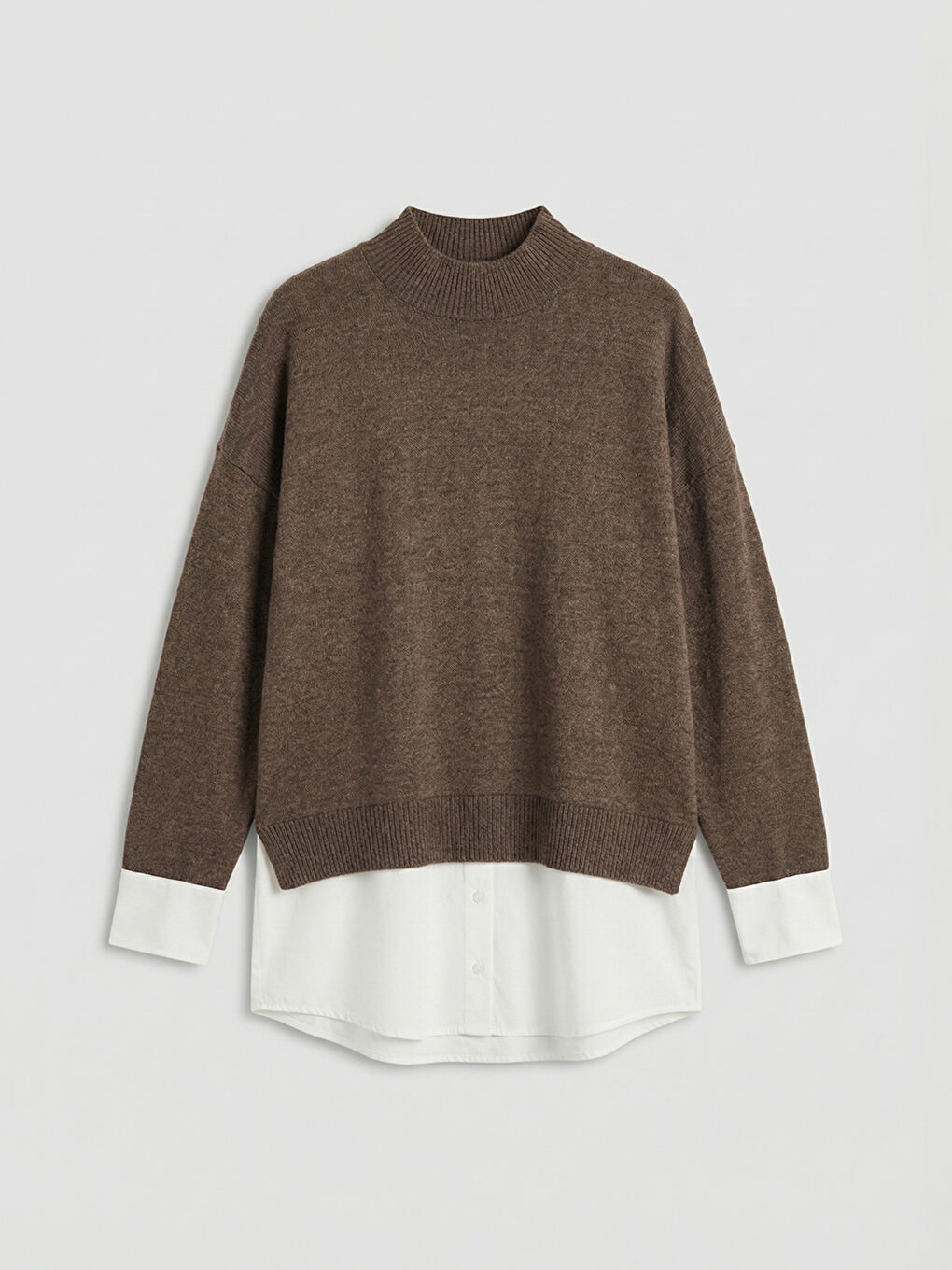 Kahverengi Soft Touch Oversize Kadın Sweatshirt Tunik-4