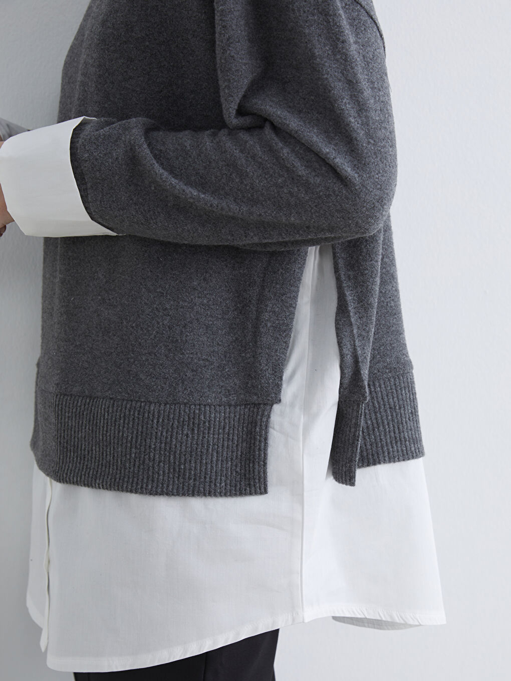 Antrasit Soft Touch Oversize Kadın Sweatshirt Tunik-2