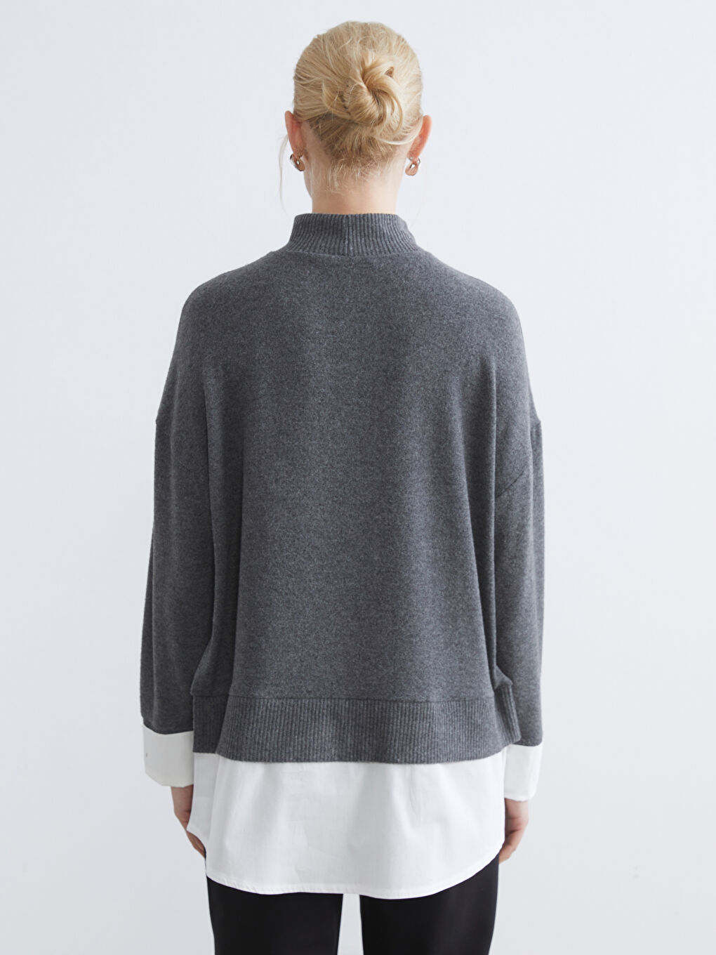 Antrasit Soft Touch Oversize Kadın Sweatshirt Tunik-3