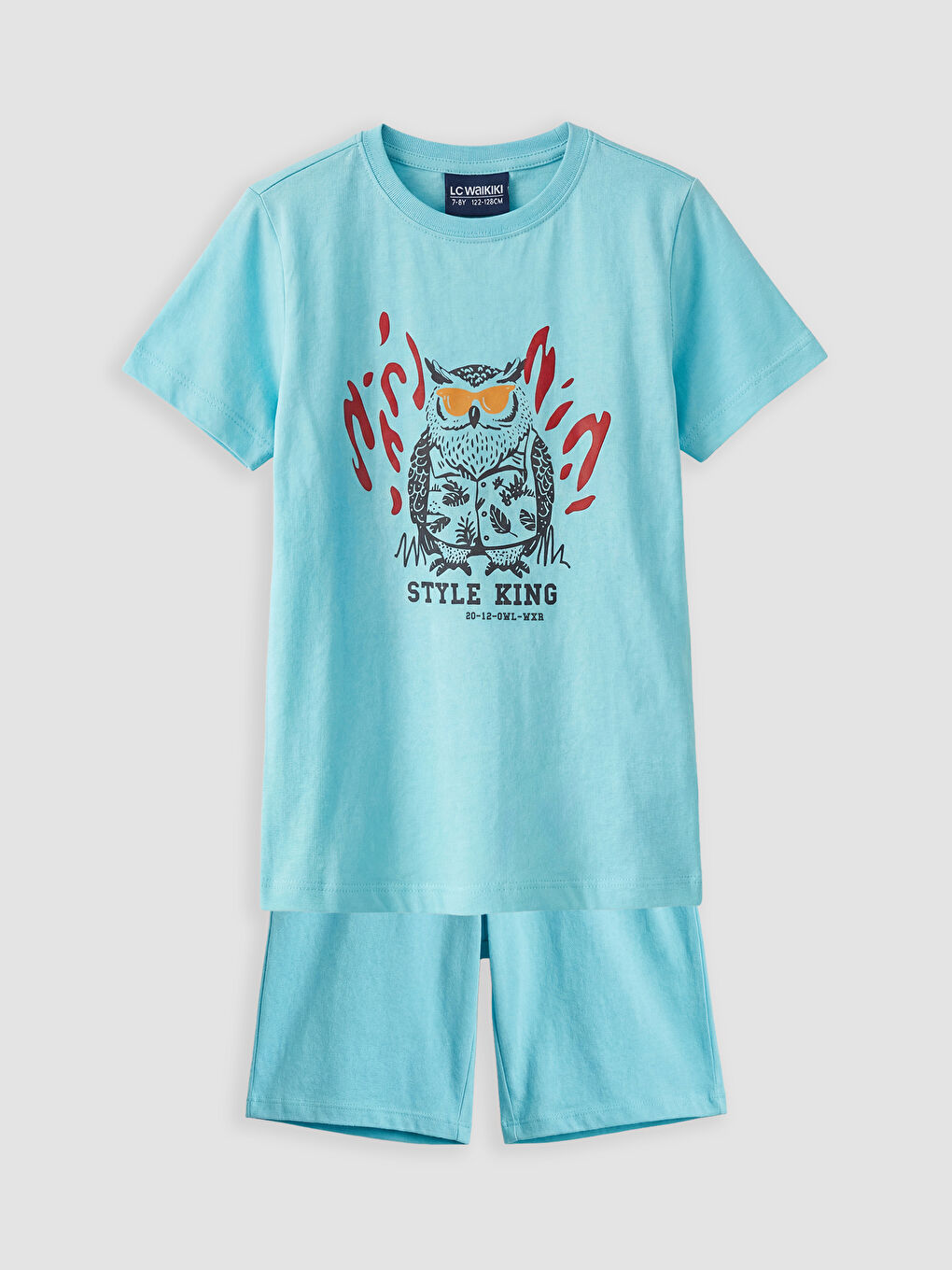 Mavi Erkek Çocuk Baskılı Şortlu Pijama Takımı