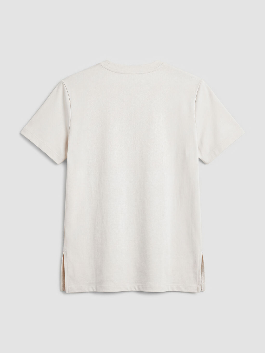 Bej Bisiklet Yaka London Baskılı Kadın Tişört-1