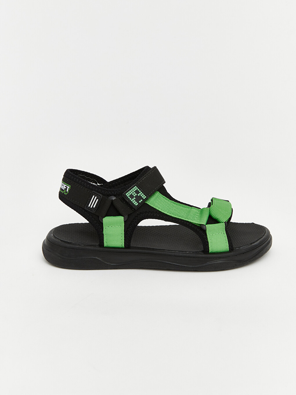 Siyah Minecraft Baskılı Erkek Çocuk Sandalet-1