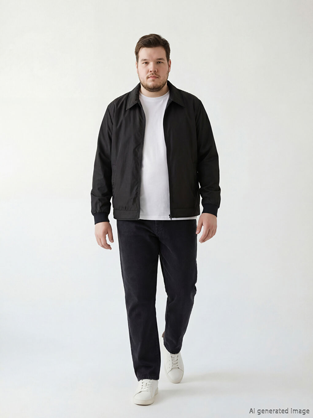 Siyah Standart Kalıp Gömlek Yaka Erkek Mont-1